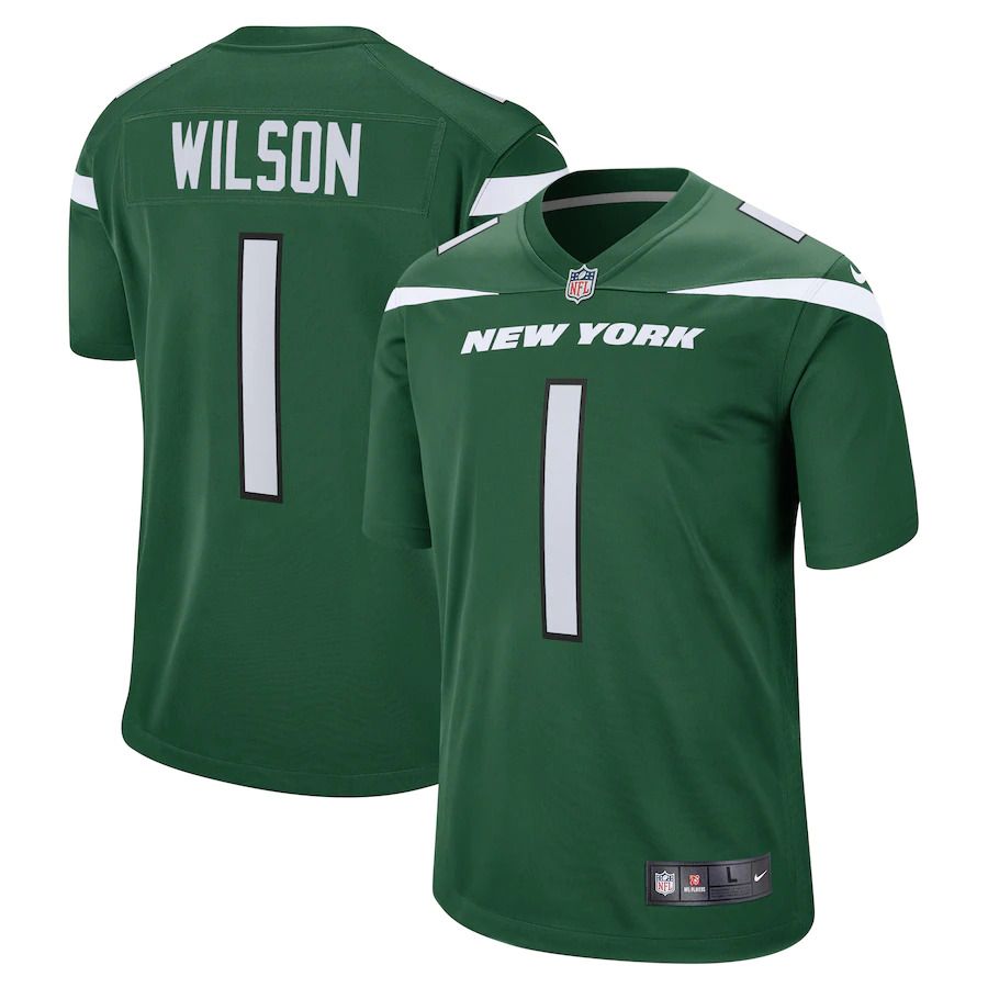 Men New York Jets #1 Garrett Wilson Nike Gotham Green 2022 NFL Draft First Round Pick Player Game Jersey
